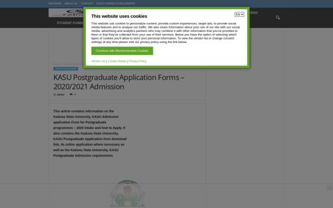 KASU Postgraduate Application Forms – 2020/2021 ...