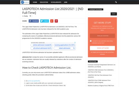 LASPOTECH Admission List 2020/2021 | [ND Full-Time ...