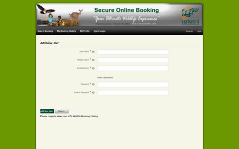 My-Profile-Page - KZNWildLife Accommodation Bookings