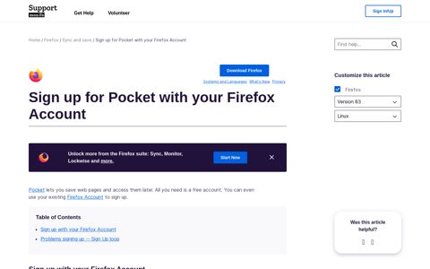 Sign up for Pocket with your Firefox Account | Firefox Help