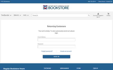 Login / Create An Account | FVCC Bookstore