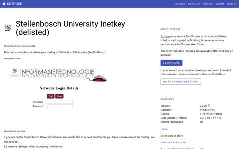 Stellenbosch University Inetkey browser extension profile ...