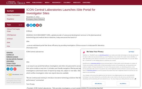 ICON Central Laboratories Launches iSite Portal for ...
