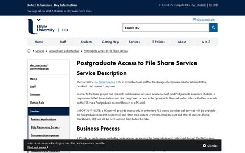 Postgraduate Access to File Share Service - Ulster University ...