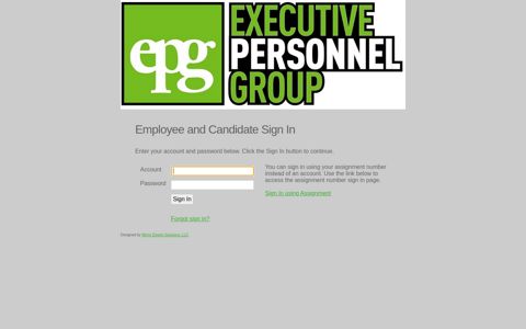Employee and Candidate Sign In - Executive Personnel ...