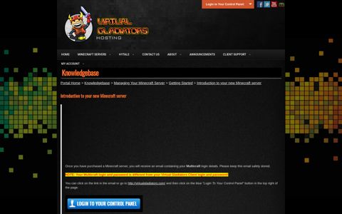 Introduction to your new Minecraft server - Virtual Gladiators