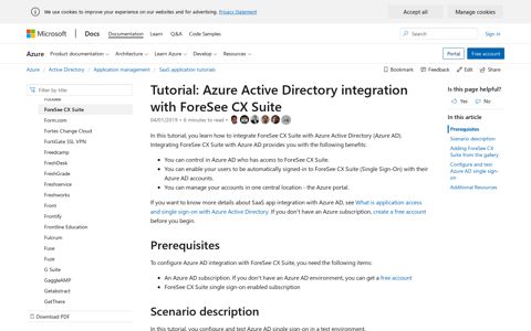 Tutorial: Azure Active Directory integration with ForeSee CX ...