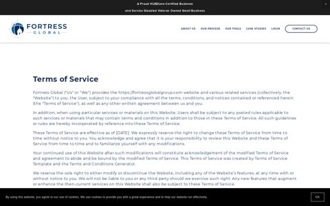 Terms of Service — Fortress Global