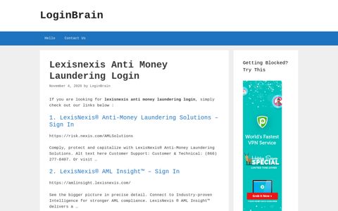 lexisnexis anti money laundering login - LoginBrain