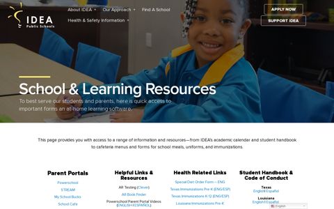 School & Learning Resources - IDEA Public Schools