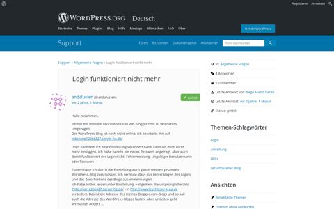 Login funktioniert nicht mehr | WordPress.org Deutsch