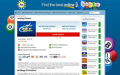 Jet Bingo (Casino) ⋆ $30 FREE No Deposit Bonus Code