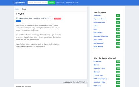 Login Greytip or Register New Account - LoginPorts