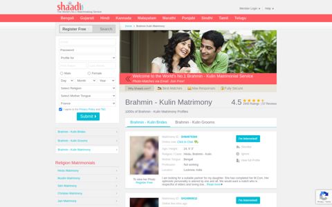 Brahmin Kulin Matrimony & Matrimonial Site - Shaadi.com