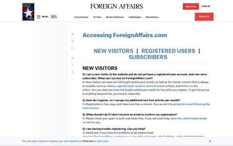 Accessing ForeignAffairs.com | Foreign Affairs