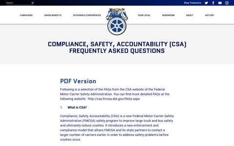 Compliance, Safety, Accountability (CSA) Frequently Asked ...