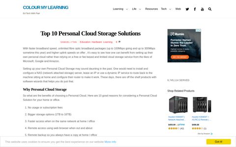 Top 10 Personal Cloud Storage Solutions | Colour My Learning