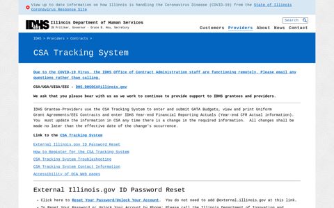 CSA Tracking System - IDHS