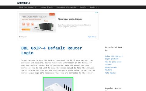 DBL GoIP-4 - Default login IP, default username & password