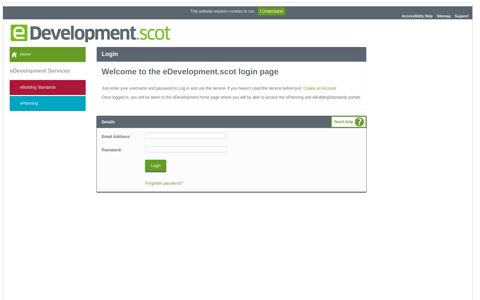 the eDevelopment.scot login page