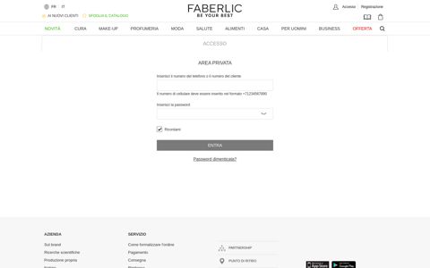 Accedi al tuo account personale | Faberlic