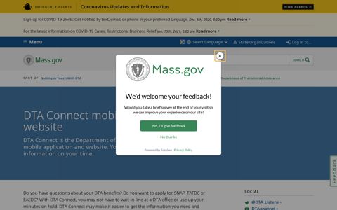 DTA Connect mobile app and website | Mass.gov
