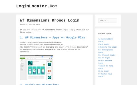 Wf Dimensions Kronos Login - LoginLocator.Com