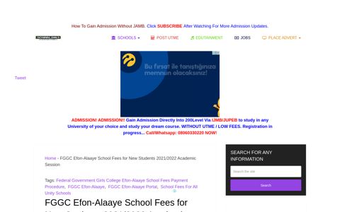 FGGC Efon-Alaaye School Fees For New Students 2020/2021 ...