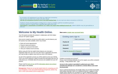 My Health Online - Sign in - Health in Wales