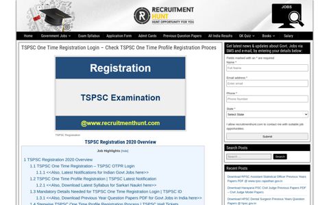 TSPSC One Time Registration - TSPSC OTPR Login @www ...