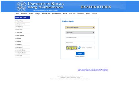 Student Login - University of Kerala