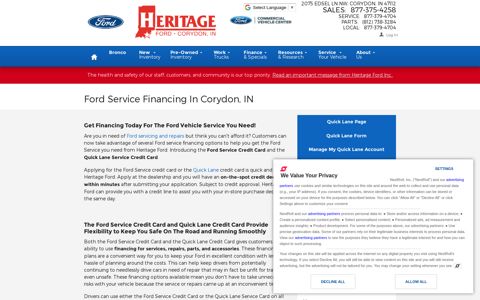 Ford Service Financing In Corydon, IN | Heritage Ford