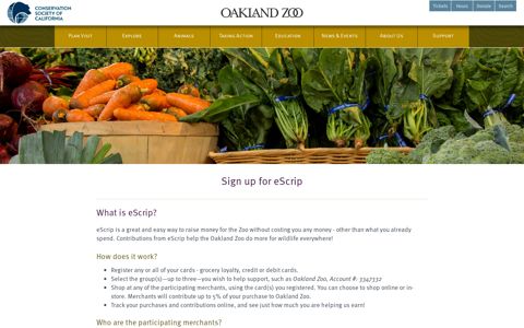 Sign up for eScrip - Oakland Zoo