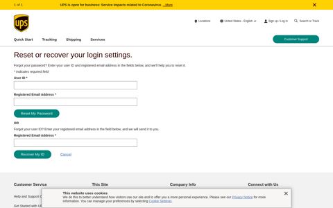 Reset or Recover Login Settings | UPS - United States