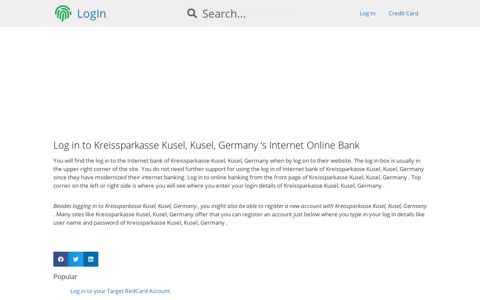 Log in to Kreissparkasse Kusel, Kusel, Germany 's Internet Online ...