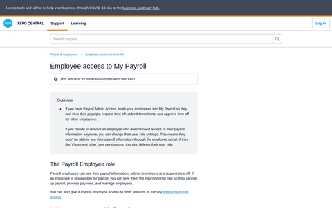 Employee access to My Payroll - Xero Central