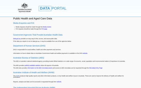 Public Health and Aged Care Data - Health Data Portal