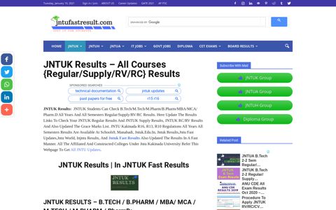JNTUK Results - Check JNTU Kakinada R16, R13, R10 Sem ...