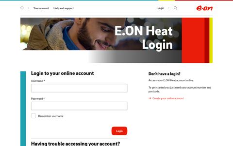 Login to your account online - Eon Heat