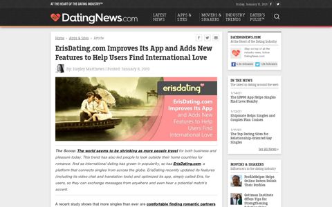 ErisDating.com Improves Its App and Adds New Features to ...
