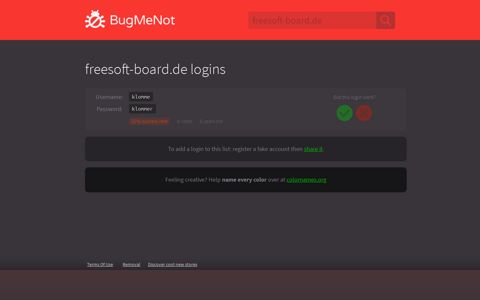 freesoft-board.de passwords - BugMeNot