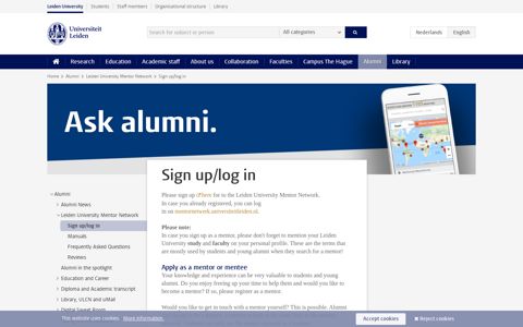 Sign up/log in - Leiden University - Universiteit Leiden