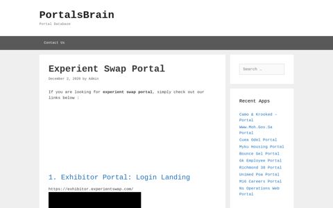 Experient Swap - Exhibitor Portal: Login Landing