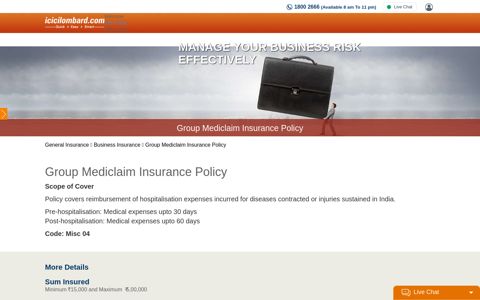 Group Mediclaim Insurance Policy - ICICI Lombard