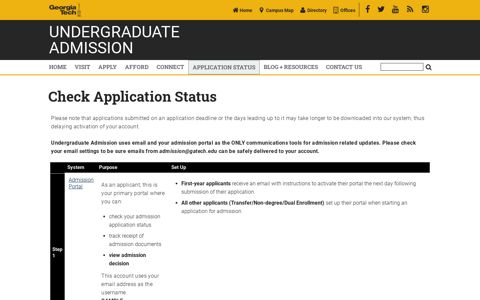 Check Application Status | admission.gatech.edu | Georgia ...