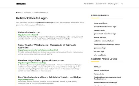 Getworksheets Login ❤️ One Click Access - iLoveLogin