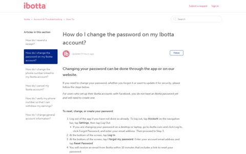 How do I change the password on my Ibotta account? – Ibotta