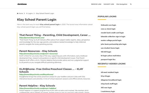 Klay School Parent Login ❤️ One Click Access - iLoveLogin