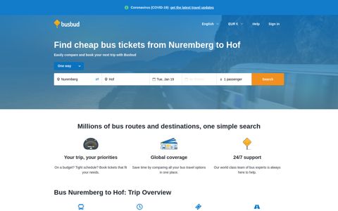 Nuremberg → Hof Bus: from $7 | FlixBus | Busbud