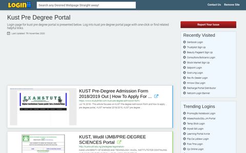 Kust Pre Degree Portal - Loginii.com